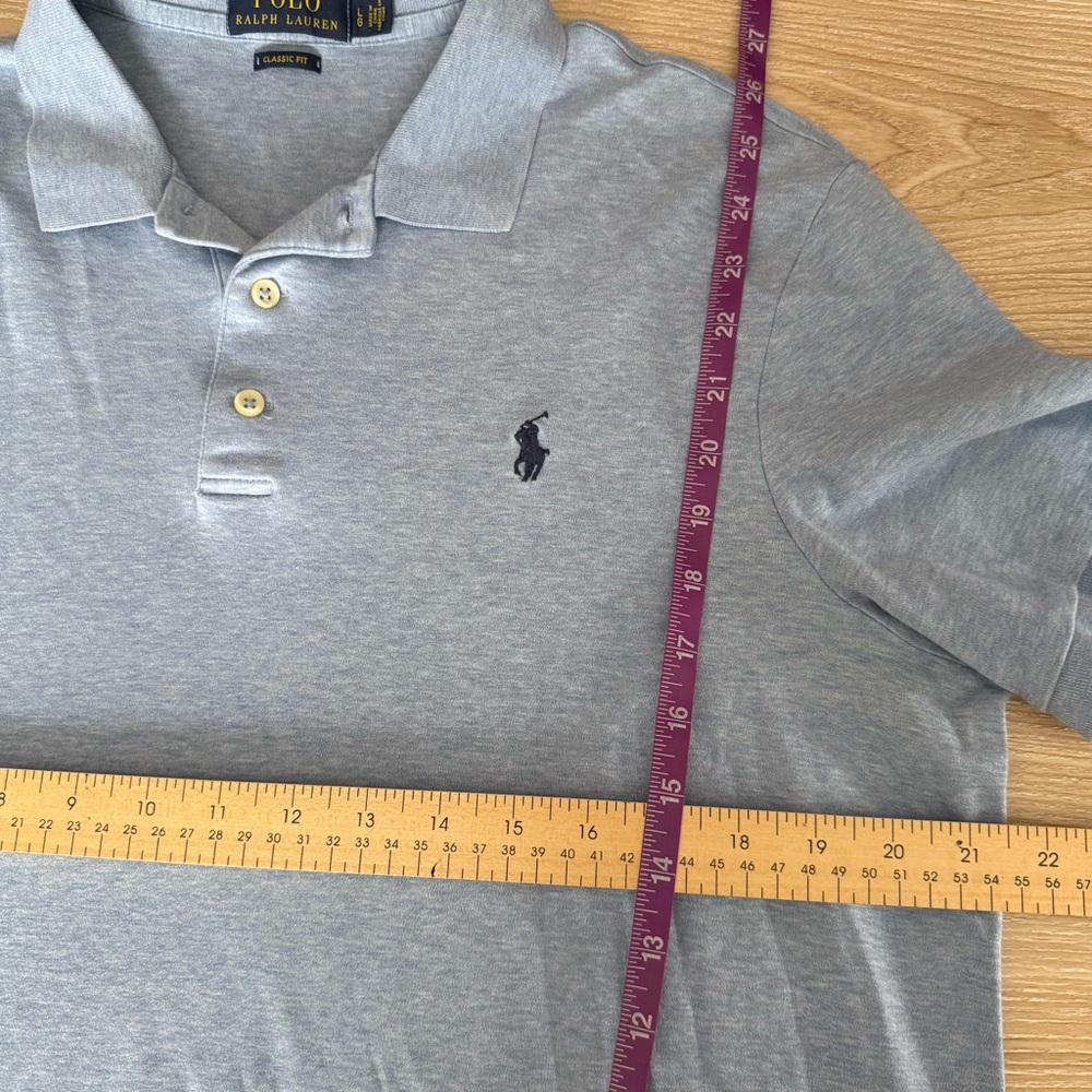 Polo Ralph Lauren Large Blue Heather Polo Shirt Classic Coastal Preppy - Picture 4 of 4